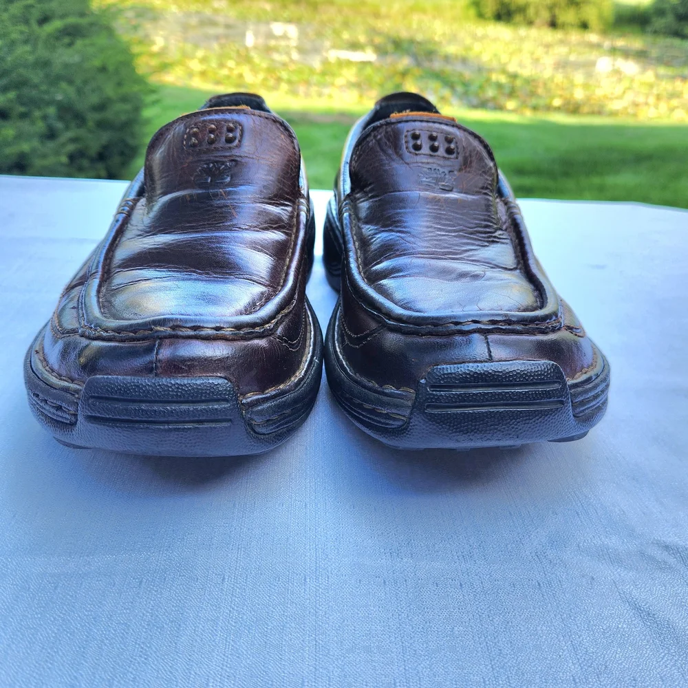Timberland Saluto Men's Dark Brown‎ Leather Slip-Ons Loafers Size 8